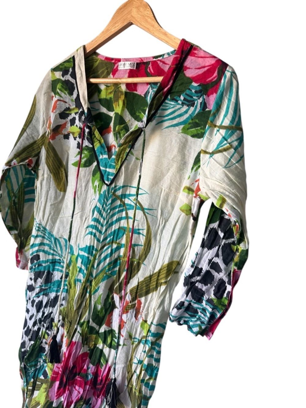Debbie Katz South Beach Floral Swim Coverup in Pink, Green & White, Medium - Picture 4 of 10